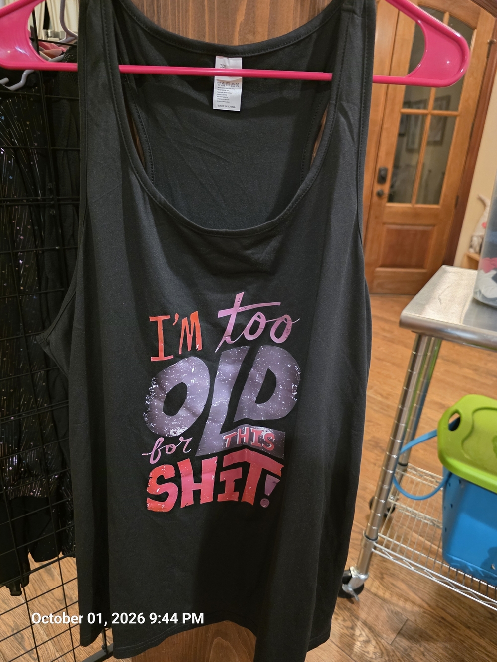 Black Women's Graphic Tank Top - Bold Multicolor Text